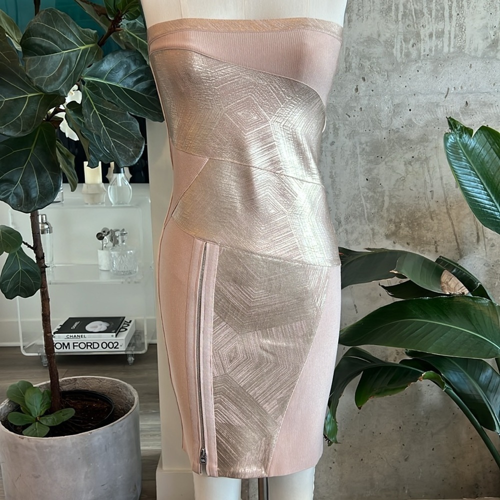Herve Leger Strapless Dress Champagne - Picture 3 of 12